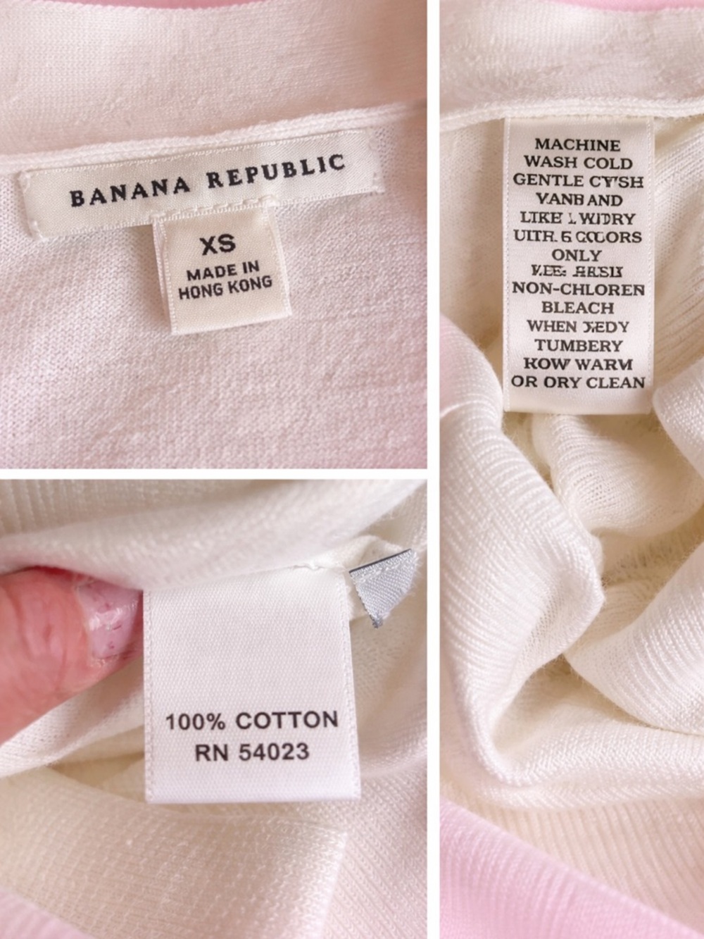 Banana Republic White Short Sleeve V‑Neck 4 Button Cardigan SZ XS EUC - Picture 7 of 8